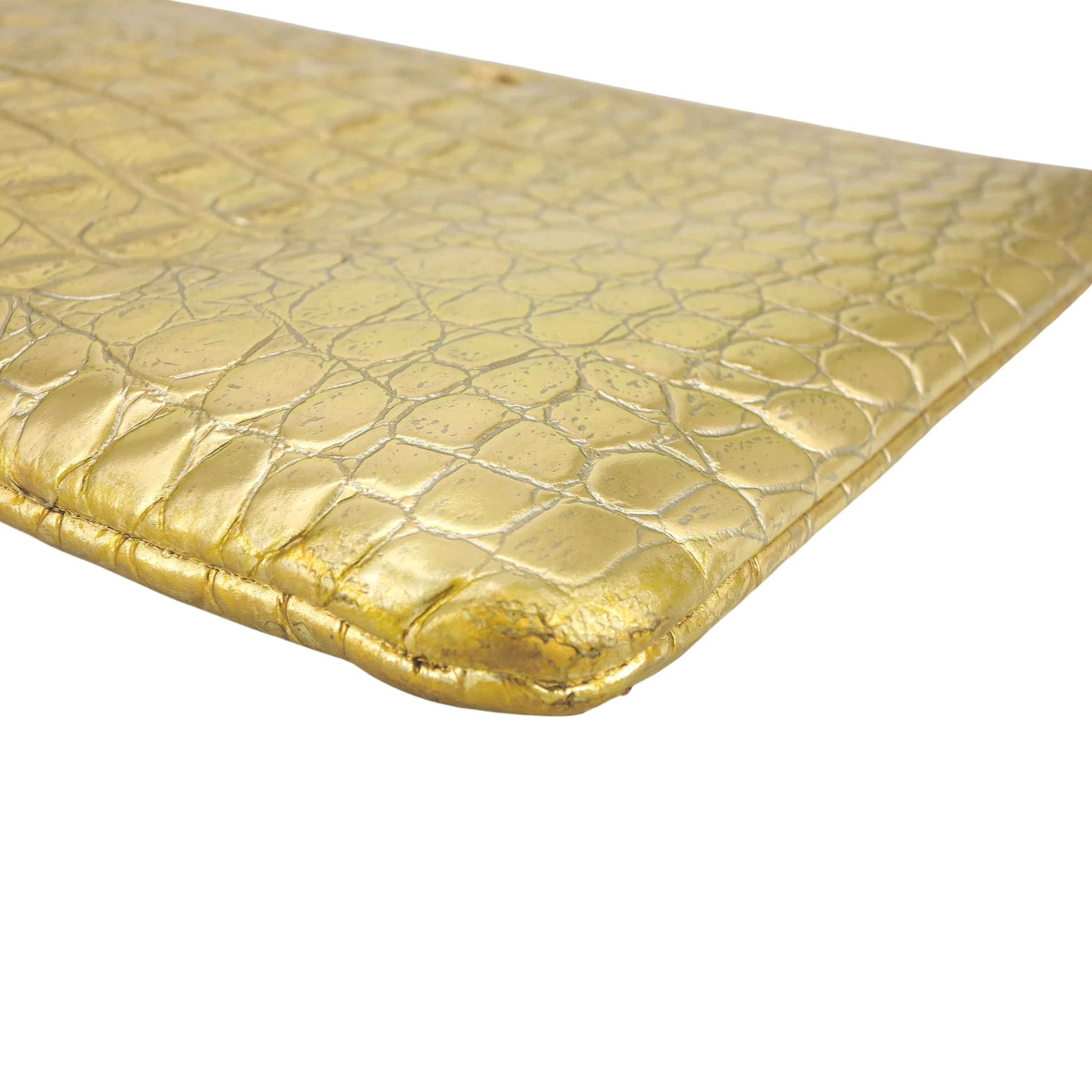 19A Ancient Egypt Gold Croc Pouch Clutch Large O Case