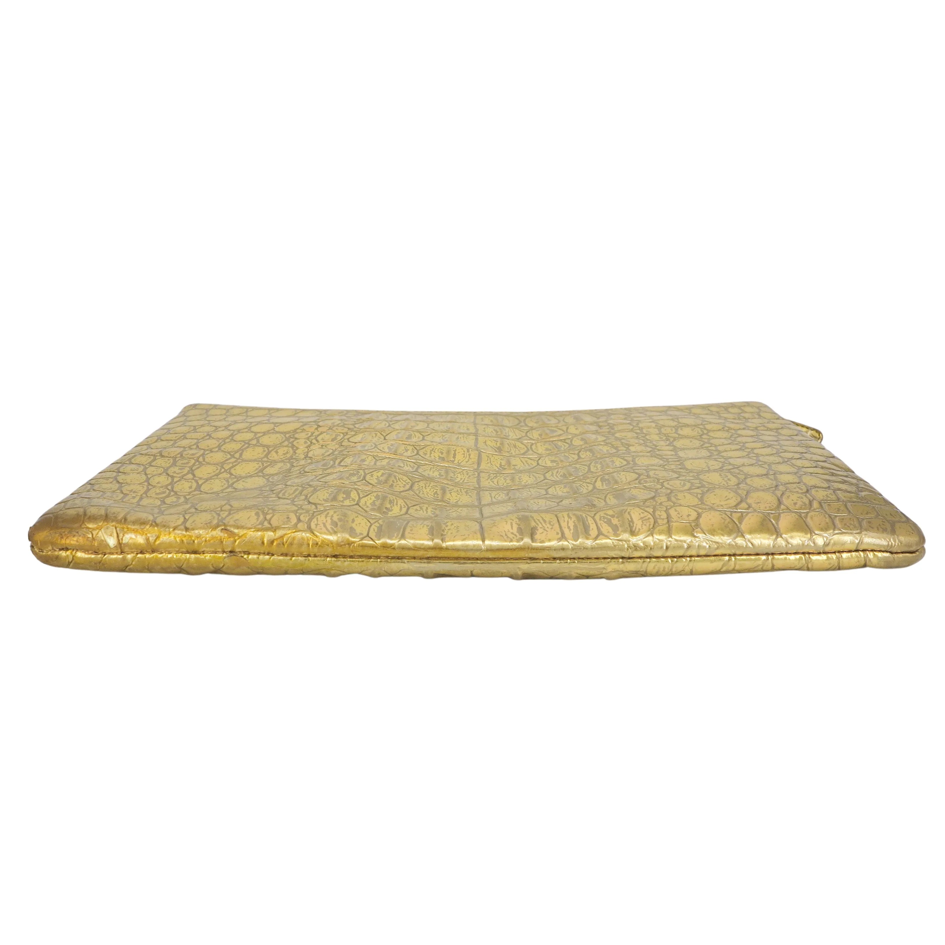 19A Ancient Egypt Gold Croc Pouch Clutch Large O Case