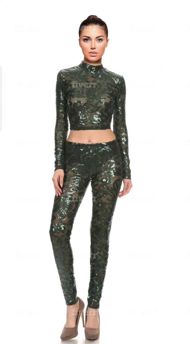 2 piece Metallic Green