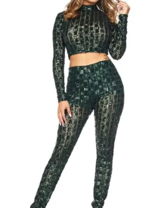 2 piece Metallic Green