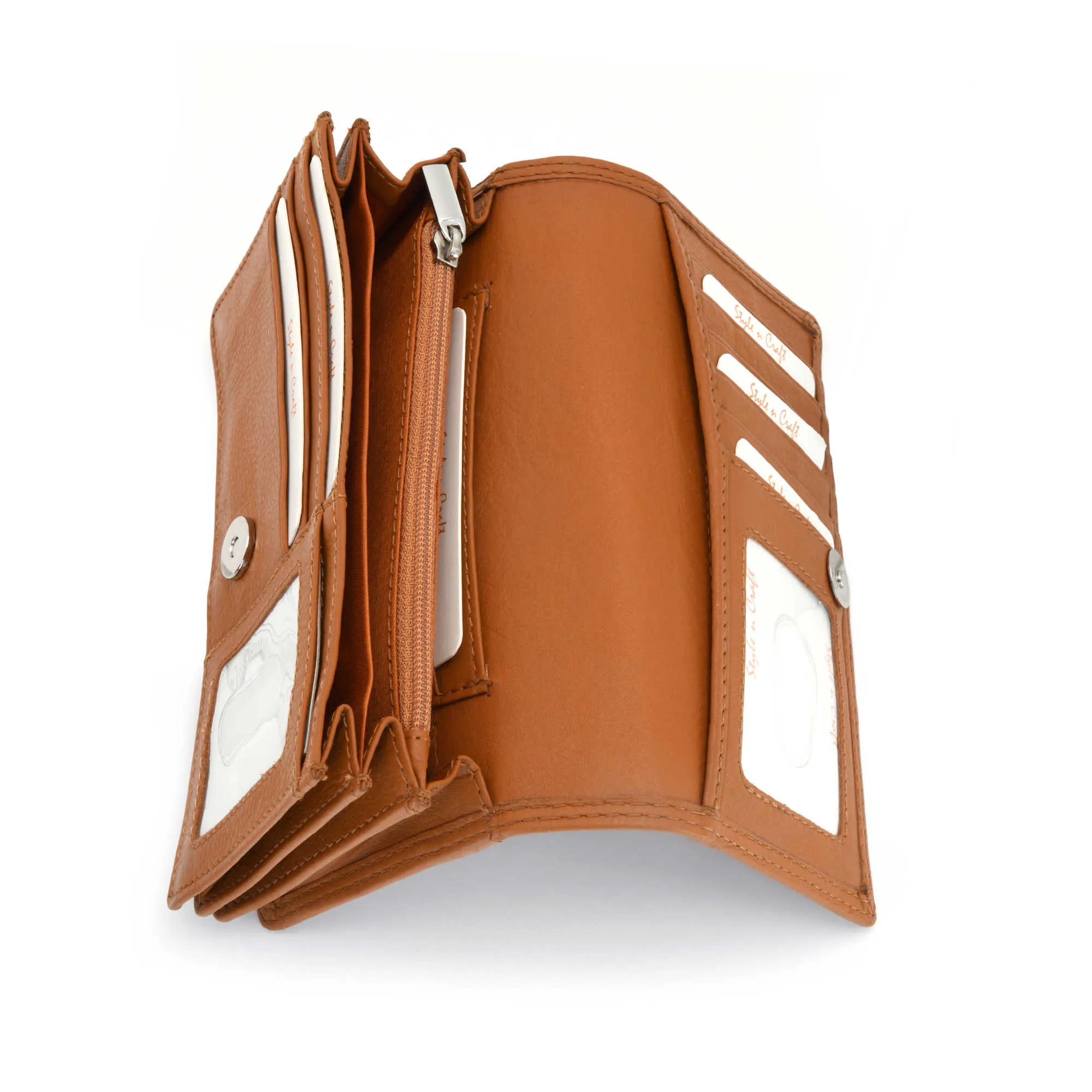 300956 Compact Leather Clutch Wallet for Ladies in Tan Color | Style n Craft