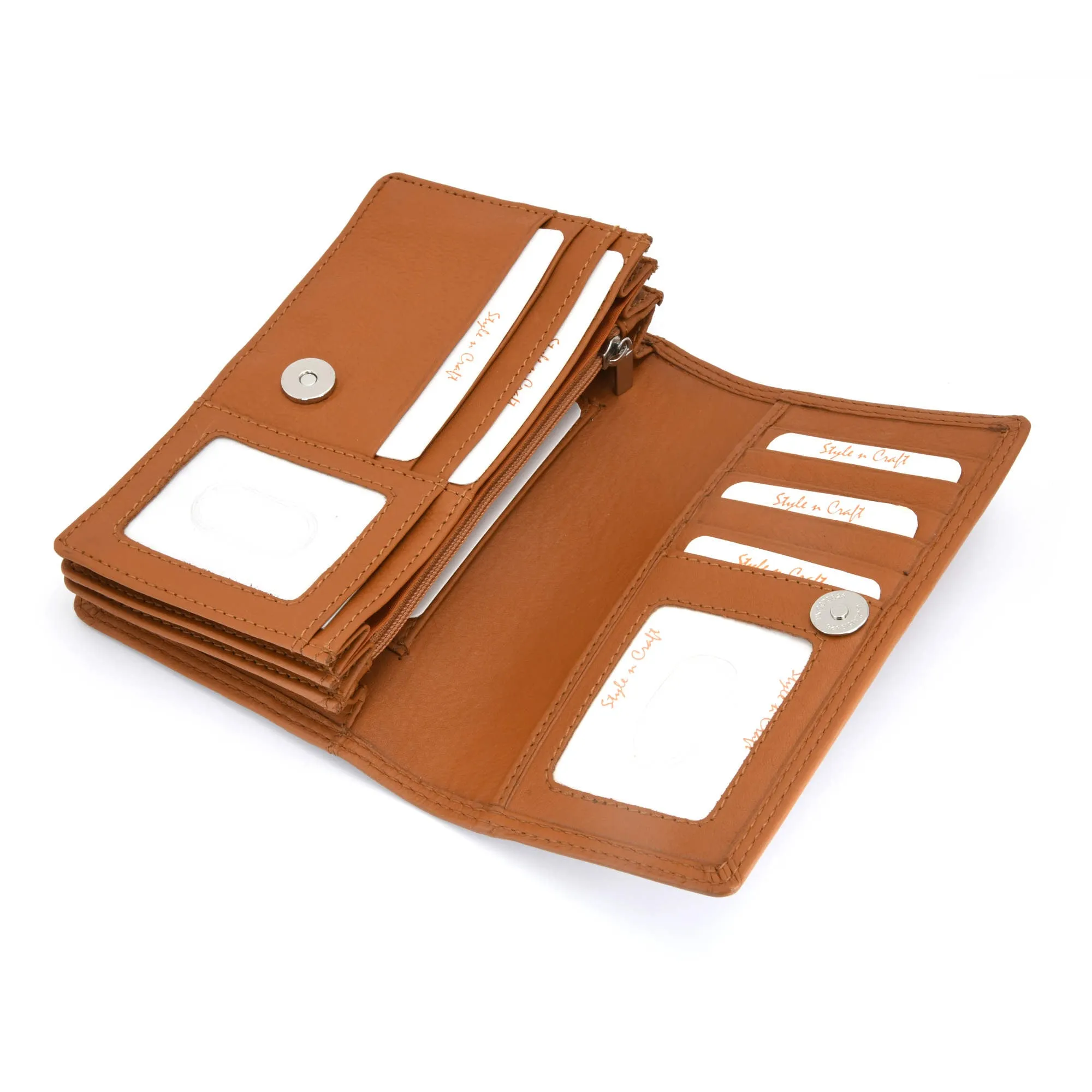 300956 Compact Leather Clutch Wallet for Ladies in Tan Color | Style n Craft