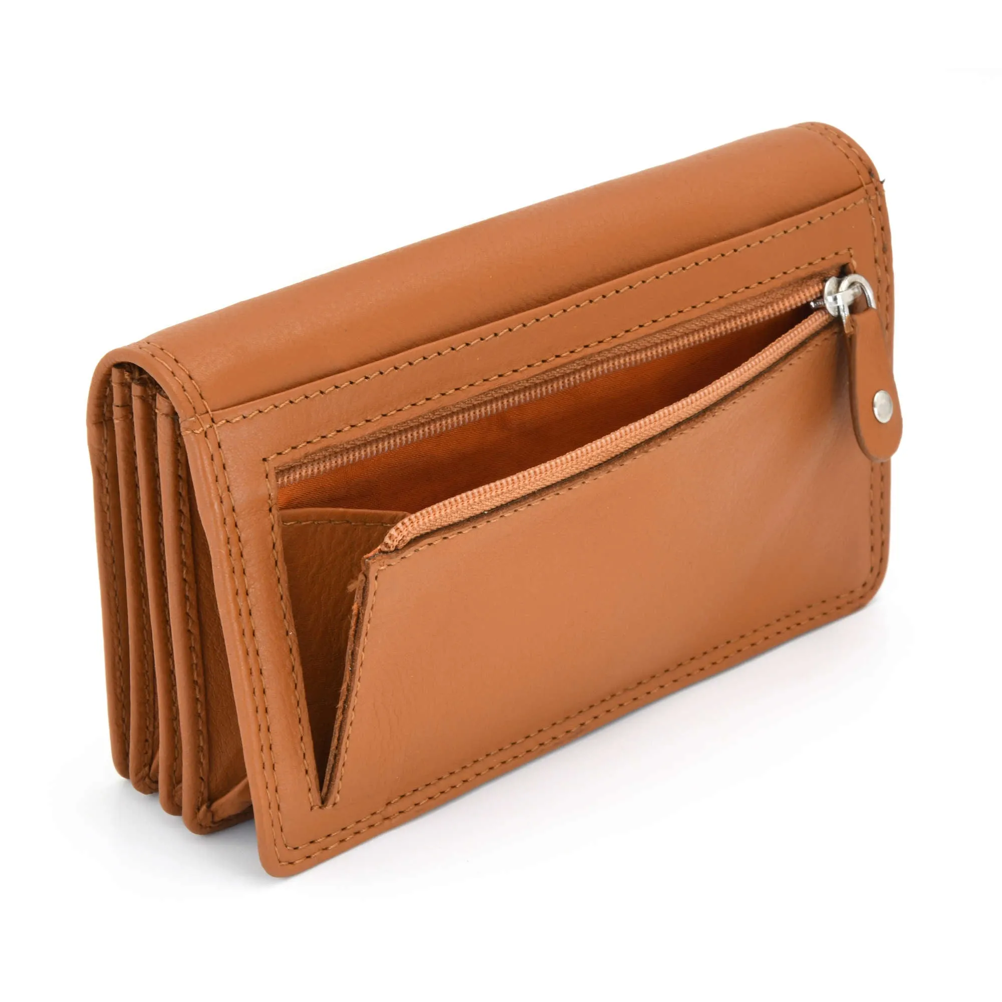 300956 Compact Leather Clutch Wallet for Ladies in Tan Color | Style n Craft