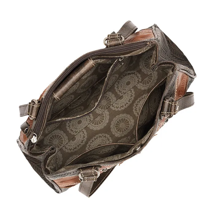American West Handbag Desert Wildflower Collection: Leather Western Multi Compartment Organizer Tote