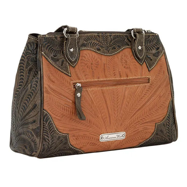 American West Handbag Desert Wildflower Collection: Leather Western Multi Compartment Organizer Tote