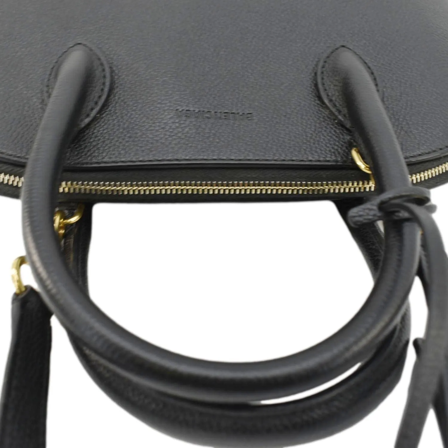 BALENCIAGA Ville Top Handle Grained Leather Crossbody Bag Black