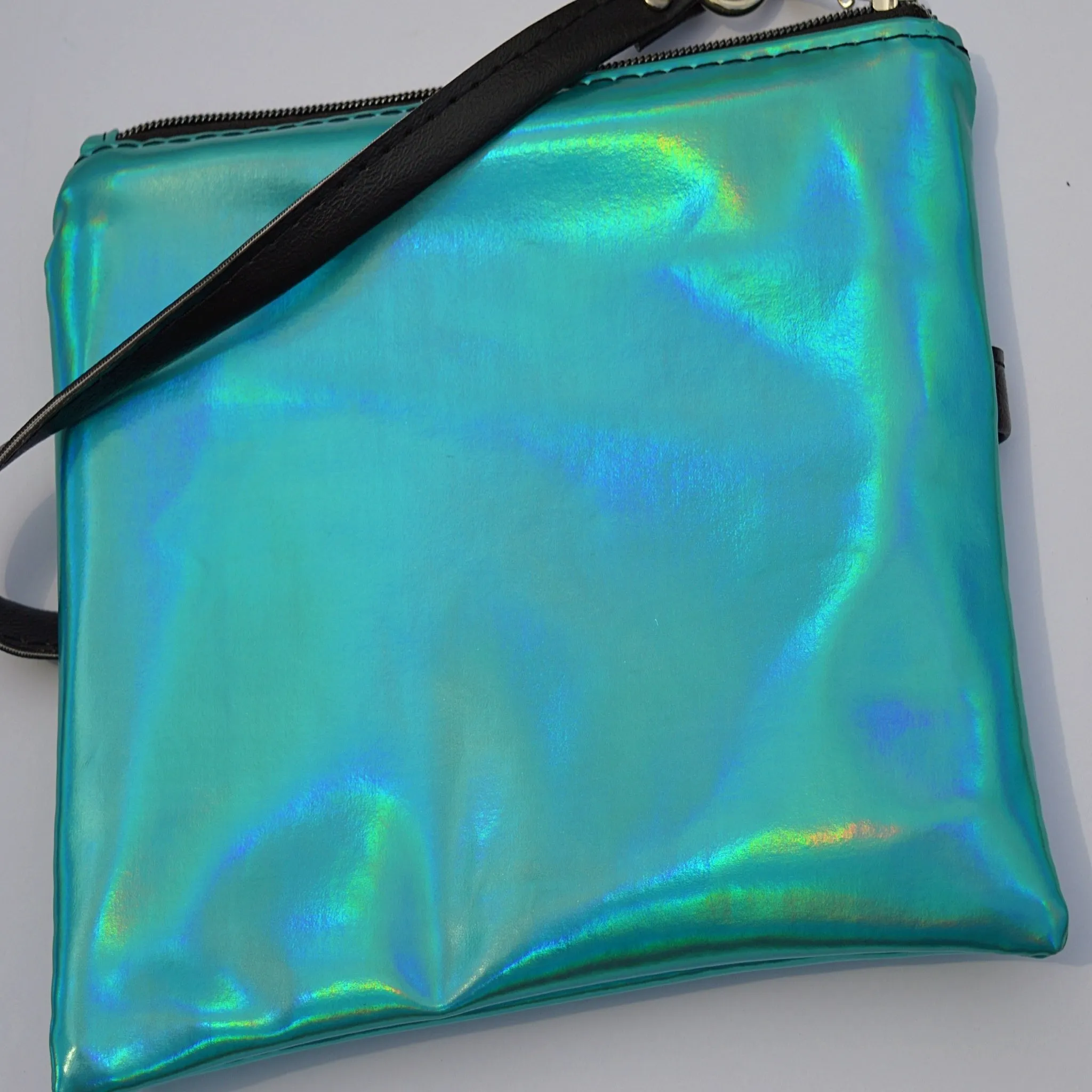 Blue Holographic Wristlet