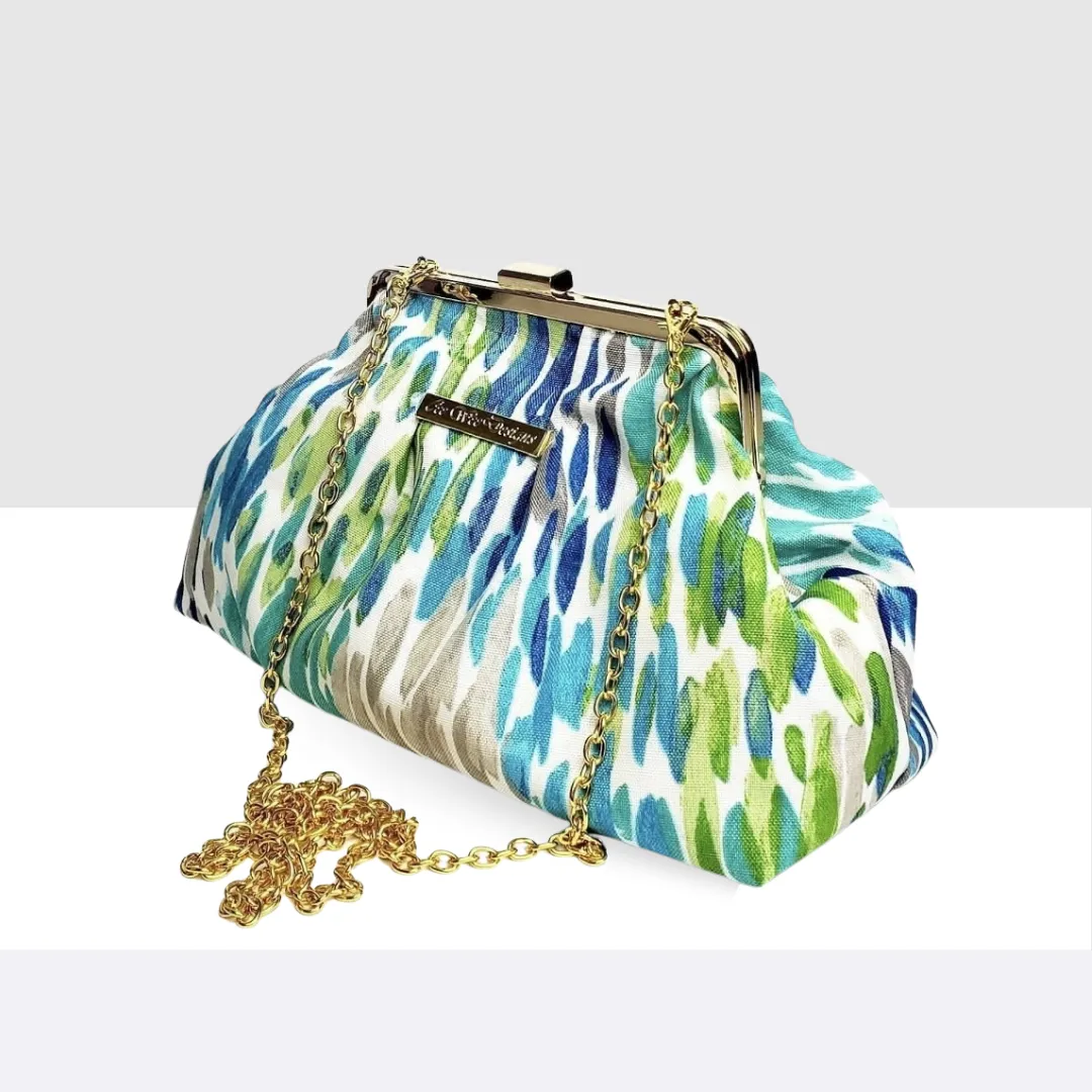 Blue Rain Gold Clasp Purse
