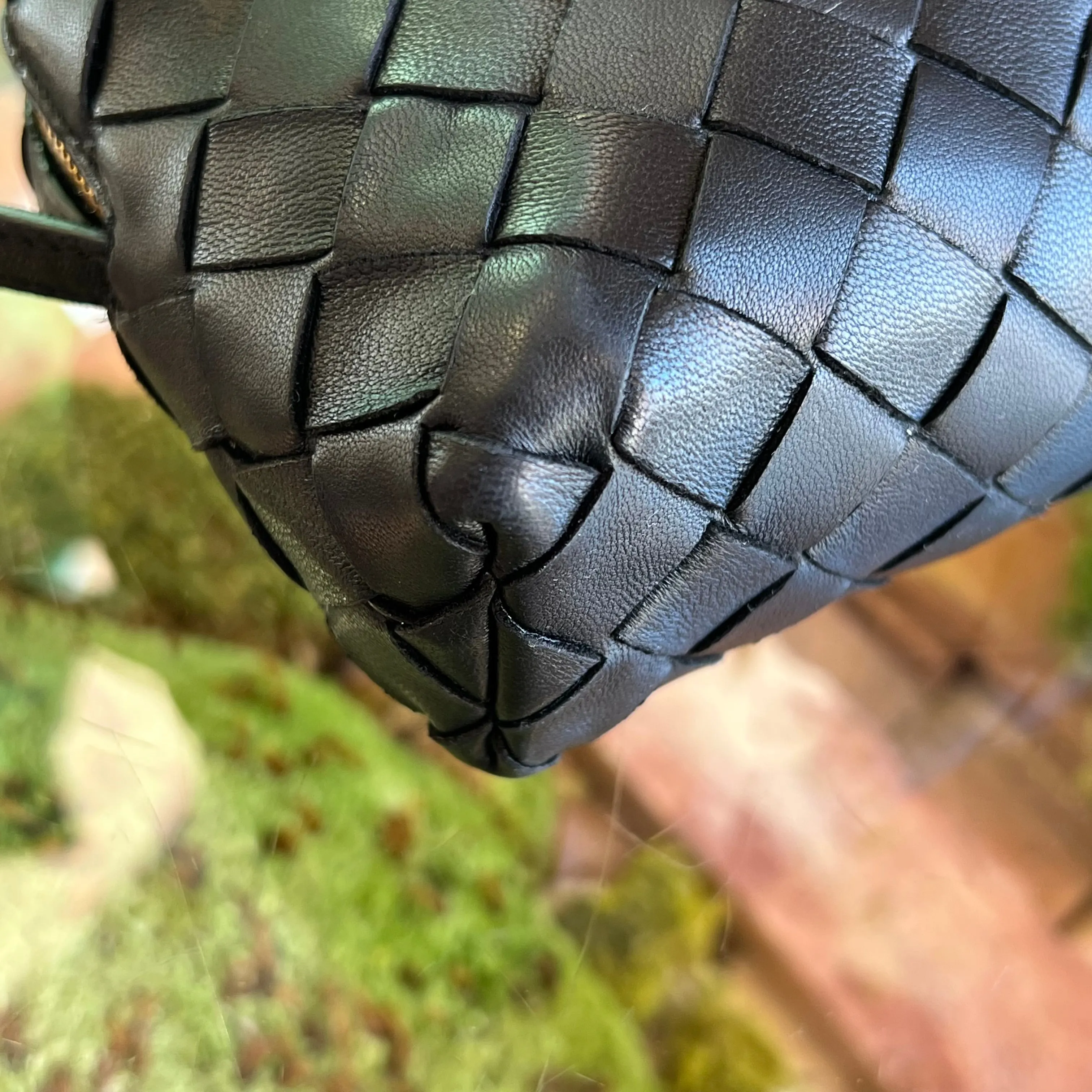 BOTTEGA VENETA Nodini Camera Mini Black Nappa Intrecciato Crossbody Bag