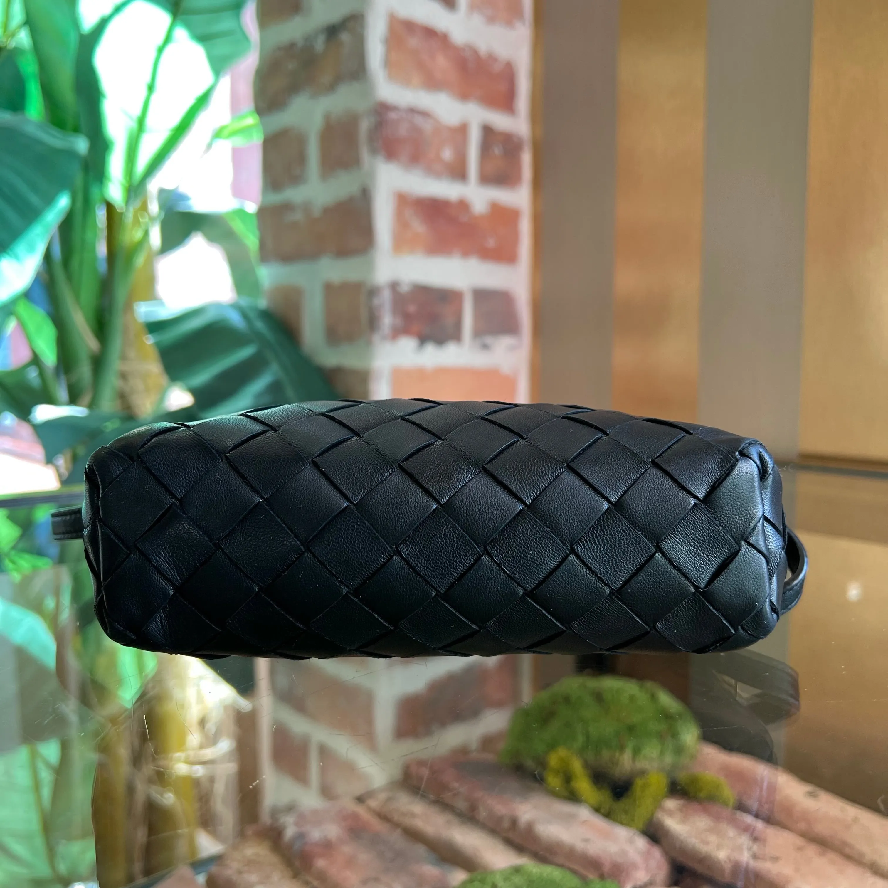 BOTTEGA VENETA Nodini Camera Mini Black Nappa Intrecciato Crossbody Bag