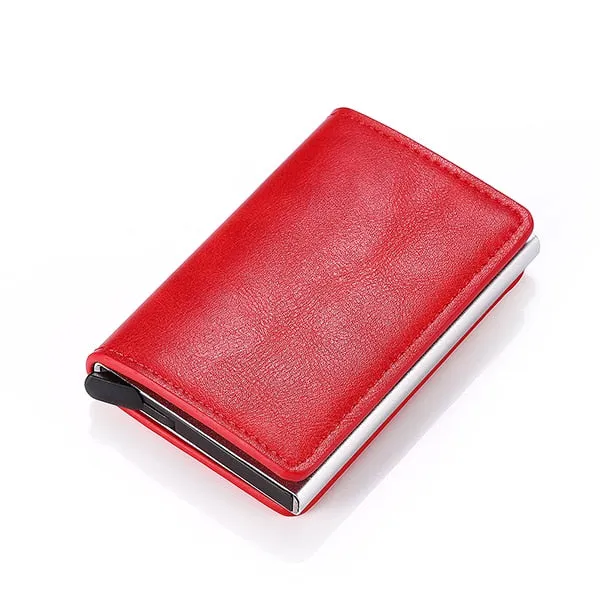 Bycobecy 2020 Credit Card Holder Wallet Men Women Metal RFID Vintage Aluminium Bag Crazy Horse PU Leather Bank Cardholder Case