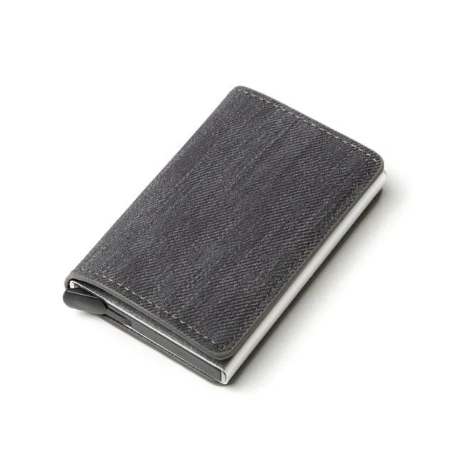 Bycobecy 2020 Credit Card Holder Wallet Men Women Metal RFID Vintage Aluminium Bag Crazy Horse PU Leather Bank Cardholder Case