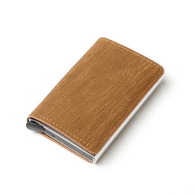 Bycobecy 2020 Credit Card Holder Wallet Men Women Metal RFID Vintage Aluminium Bag Crazy Horse PU Leather Bank Cardholder Case