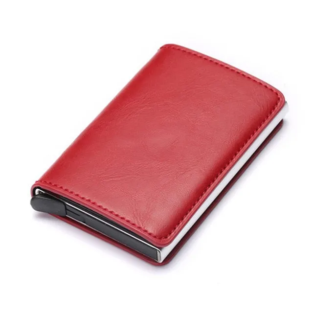 Bycobecy 2020 Credit Card Holder Wallet Men Women Metal RFID Vintage Aluminium Bag Crazy Horse PU Leather Bank Cardholder Case
