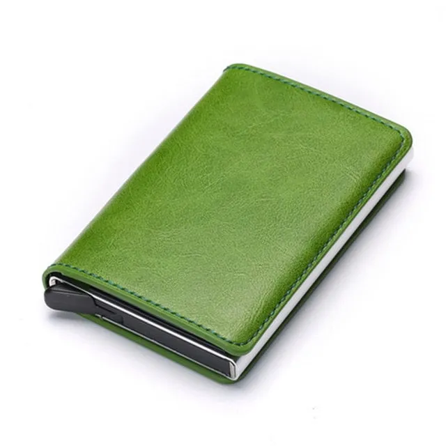 Bycobecy 2020 Credit Card Holder Wallet Men Women Metal RFID Vintage Aluminium Bag Crazy Horse PU Leather Bank Cardholder Case