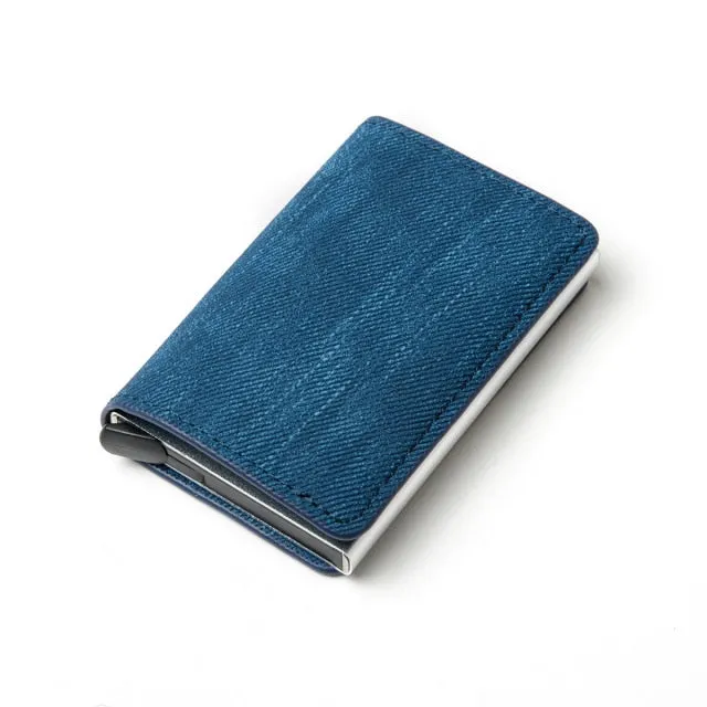 Bycobecy 2020 Credit Card Holder Wallet Men Women Metal RFID Vintage Aluminium Bag Crazy Horse PU Leather Bank Cardholder Case