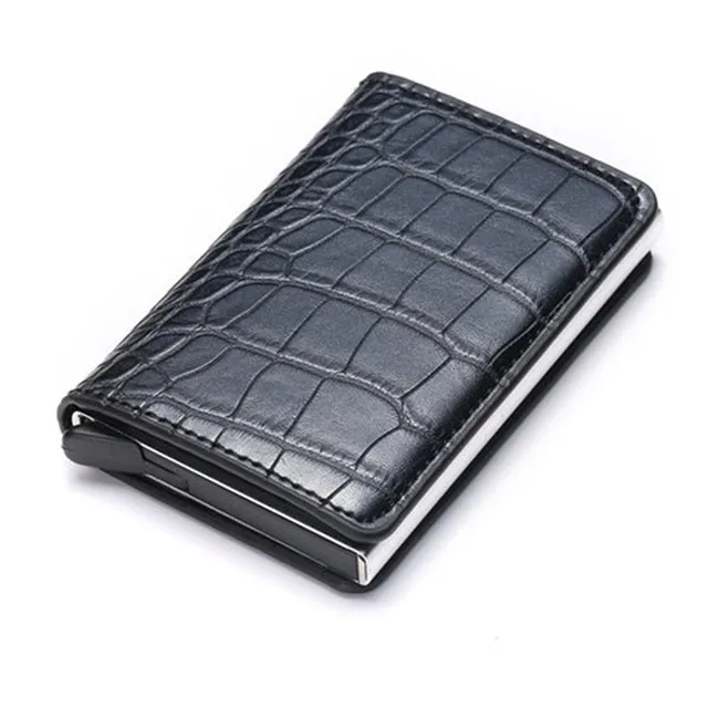 Bycobecy 2020 Credit Card Holder Wallet Men Women Metal RFID Vintage Aluminium Bag Crazy Horse PU Leather Bank Cardholder Case