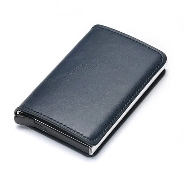 Bycobecy 2020 Credit Card Holder Wallet Men Women Metal RFID Vintage Aluminium Bag Crazy Horse PU Leather Bank Cardholder Case