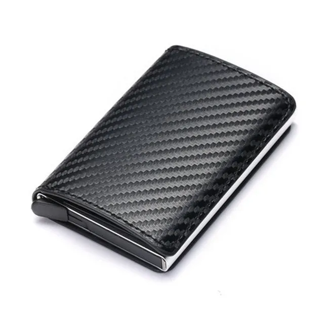 Bycobecy 2020 Credit Card Holder Wallet Men Women Metal RFID Vintage Aluminium Bag Crazy Horse PU Leather Bank Cardholder Case