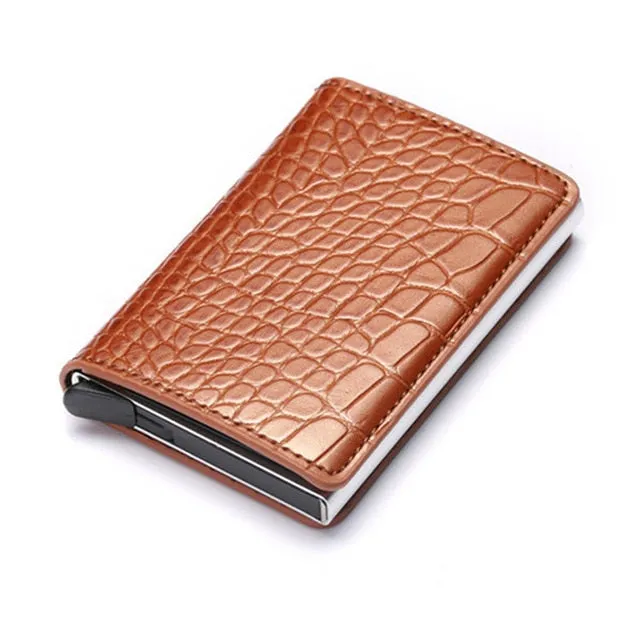 Bycobecy 2020 Credit Card Holder Wallet Men Women Metal RFID Vintage Aluminium Bag Crazy Horse PU Leather Bank Cardholder Case