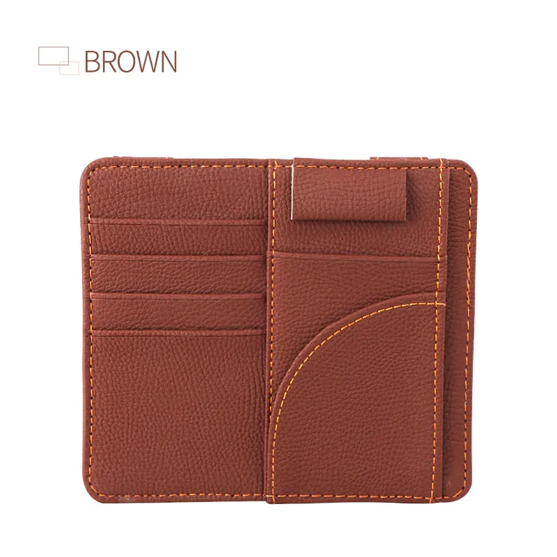 Car Sun Visor Organizer, Card Holders for Auto Sun Visor Pu Auto Interior Accessories Storage Travel Document Holder with Multi Pocket - OOLVS Auto Accessory