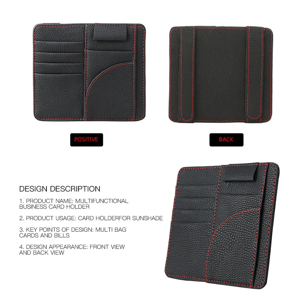 Car Sun Visor Organizer, Card Holders for Auto Sun Visor Pu Auto Interior Accessories Storage Travel Document Holder with Multi Pocket - OOLVS Auto Accessory