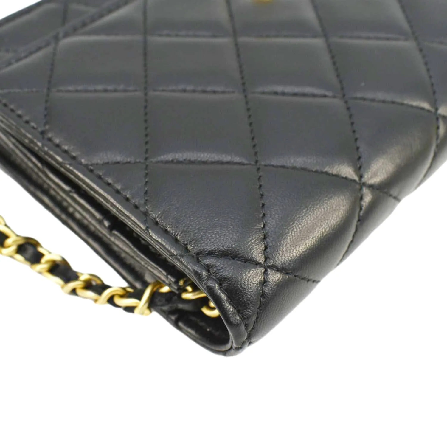 CHANEL CC Pearl Crush WOC Lambskin Quilted Leather Crossbody Bag Black