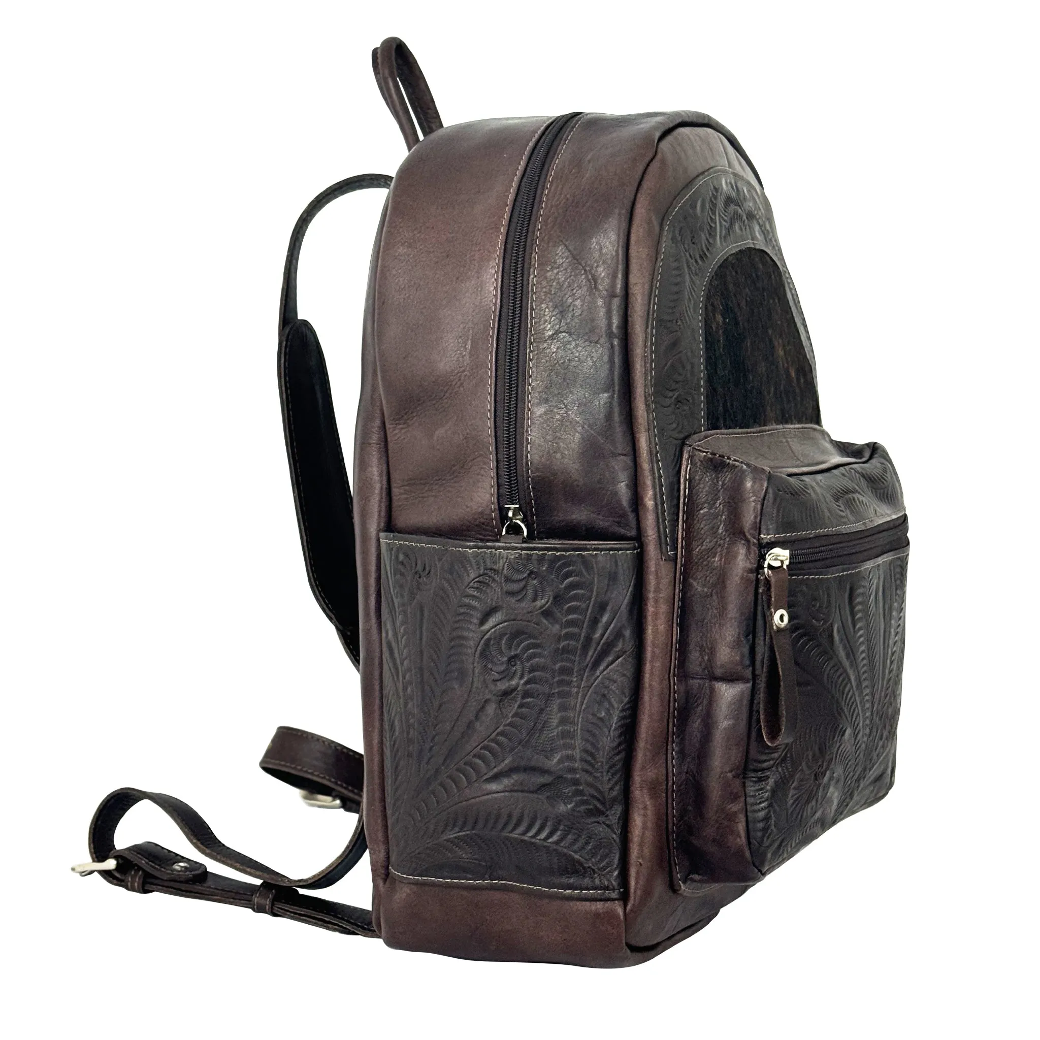 Classic Travel Backpack with Hair-On Hide and Laptop Compartment