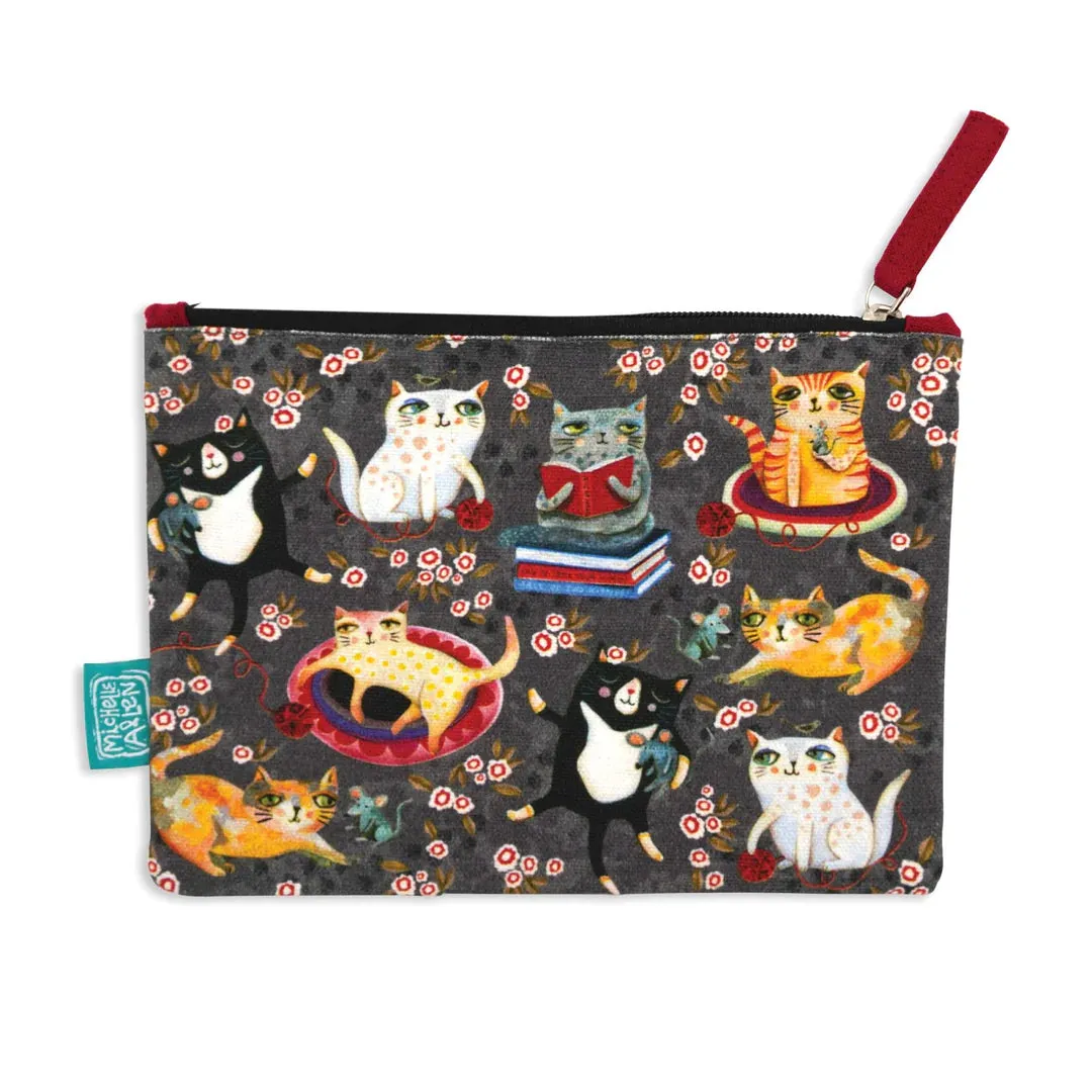 Crazy Cats Zip Pouch- Large
