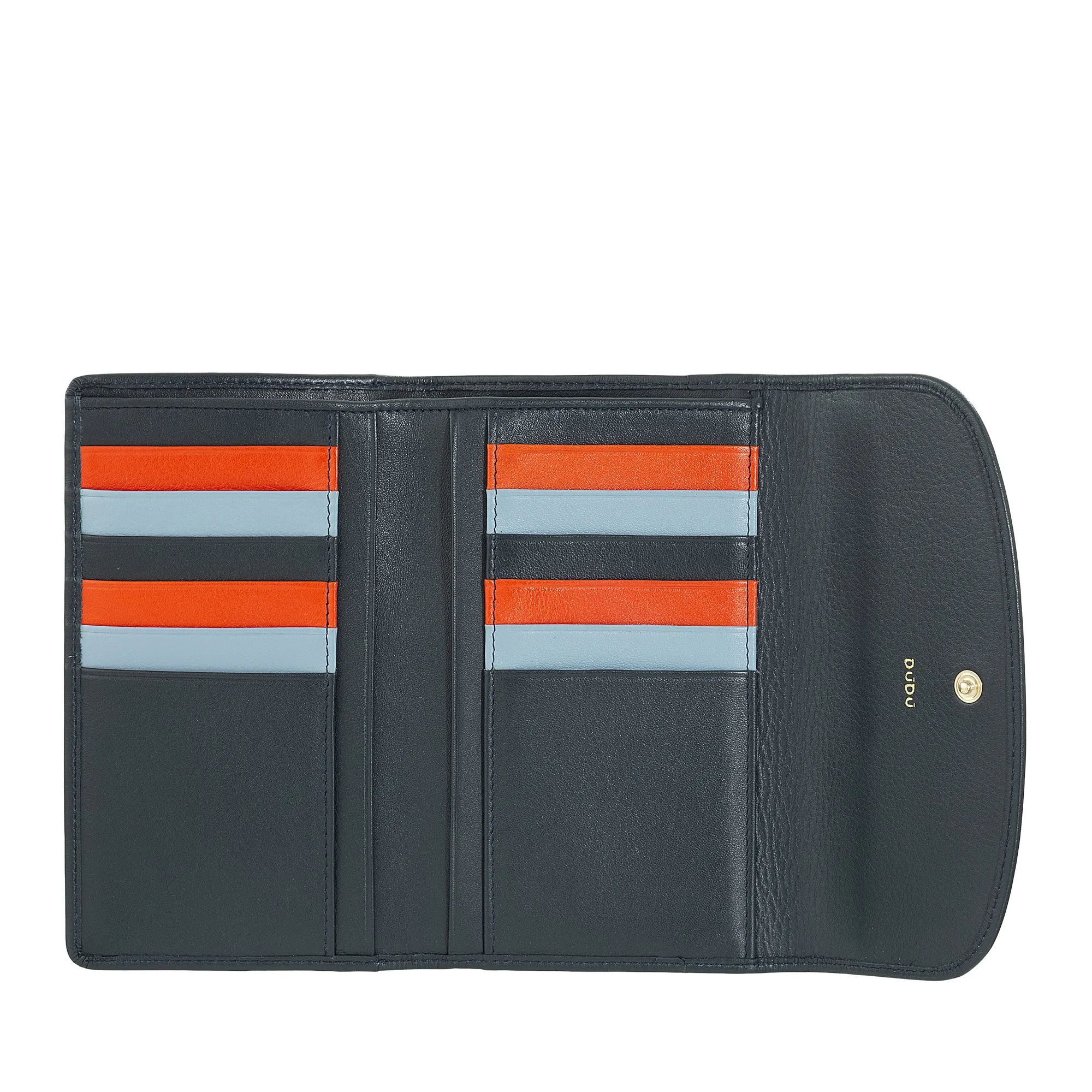Dudu Women's Wallet In Colored Soft Leather, Bags with Keep Liest Doors, 12 Card Card holders, Multicolor