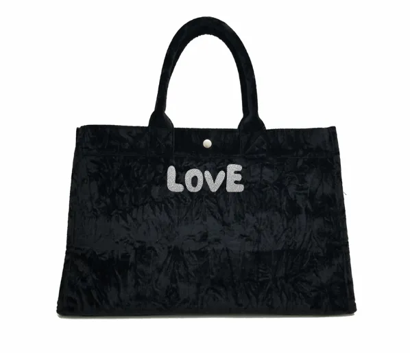 East West Bag: Black Crushed Velvet  LOVE