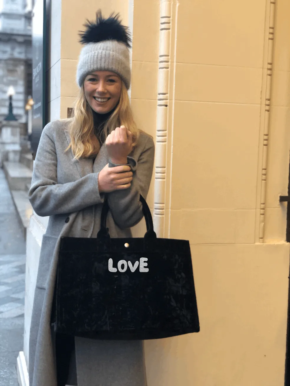 East West Bag: Black Crushed Velvet  LOVE