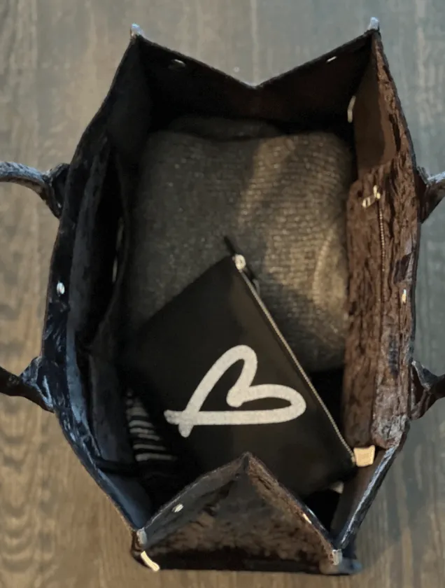 East West Bag: Black Crushed Velvet  LOVE