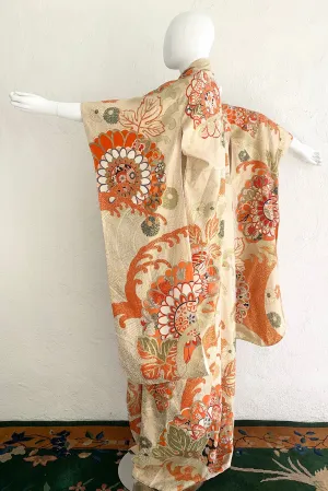 Golden Floral Wave Kimono