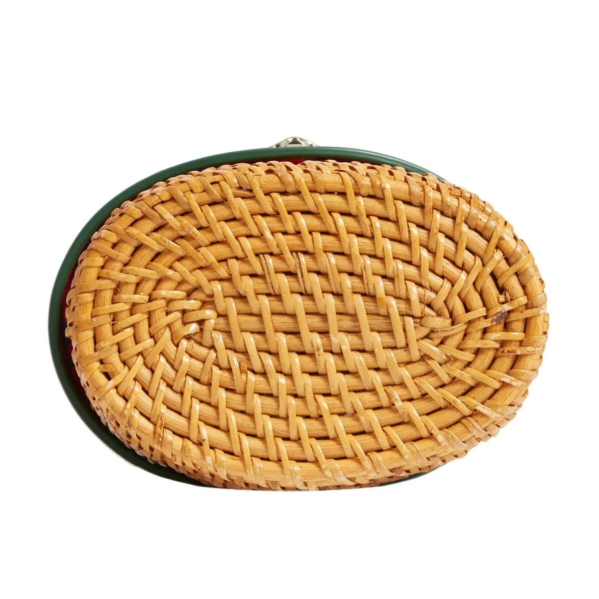 Green Mini Rose Rattan Bucket Bag