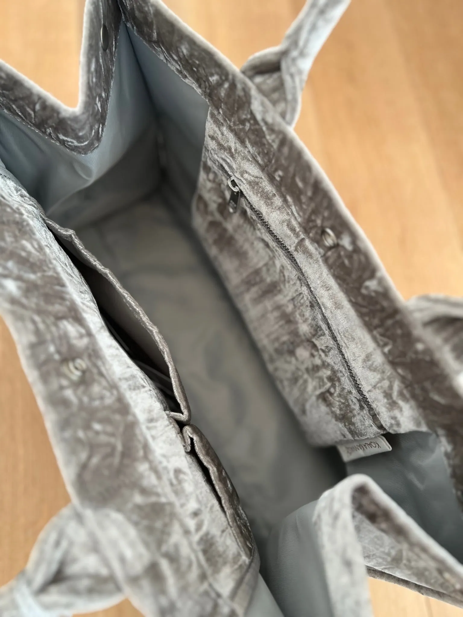 Grey Velvet East West Bag   FREE Silver Tassel   FREE Silver Jewelry Pins