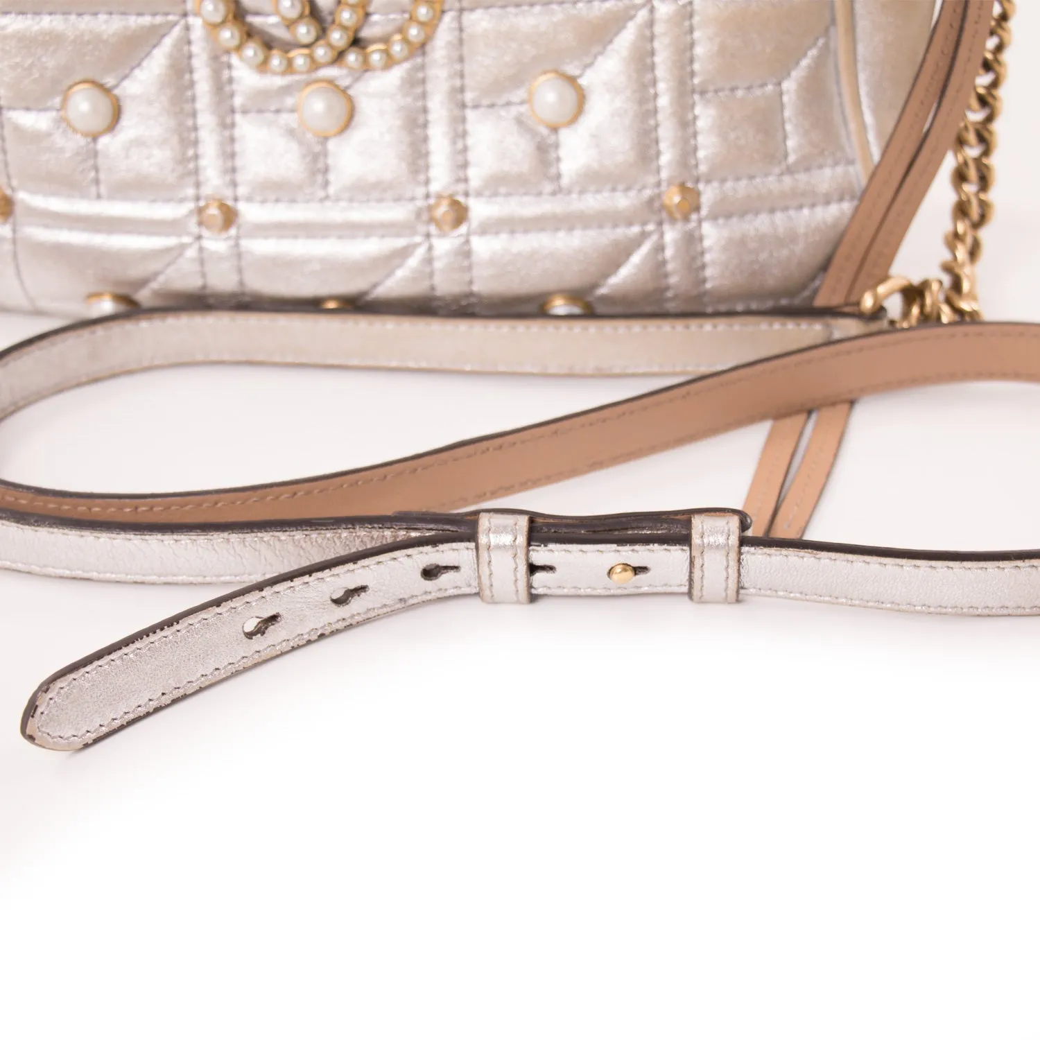 Gucci GG Marmont Matelassé Silver Metallic Bag