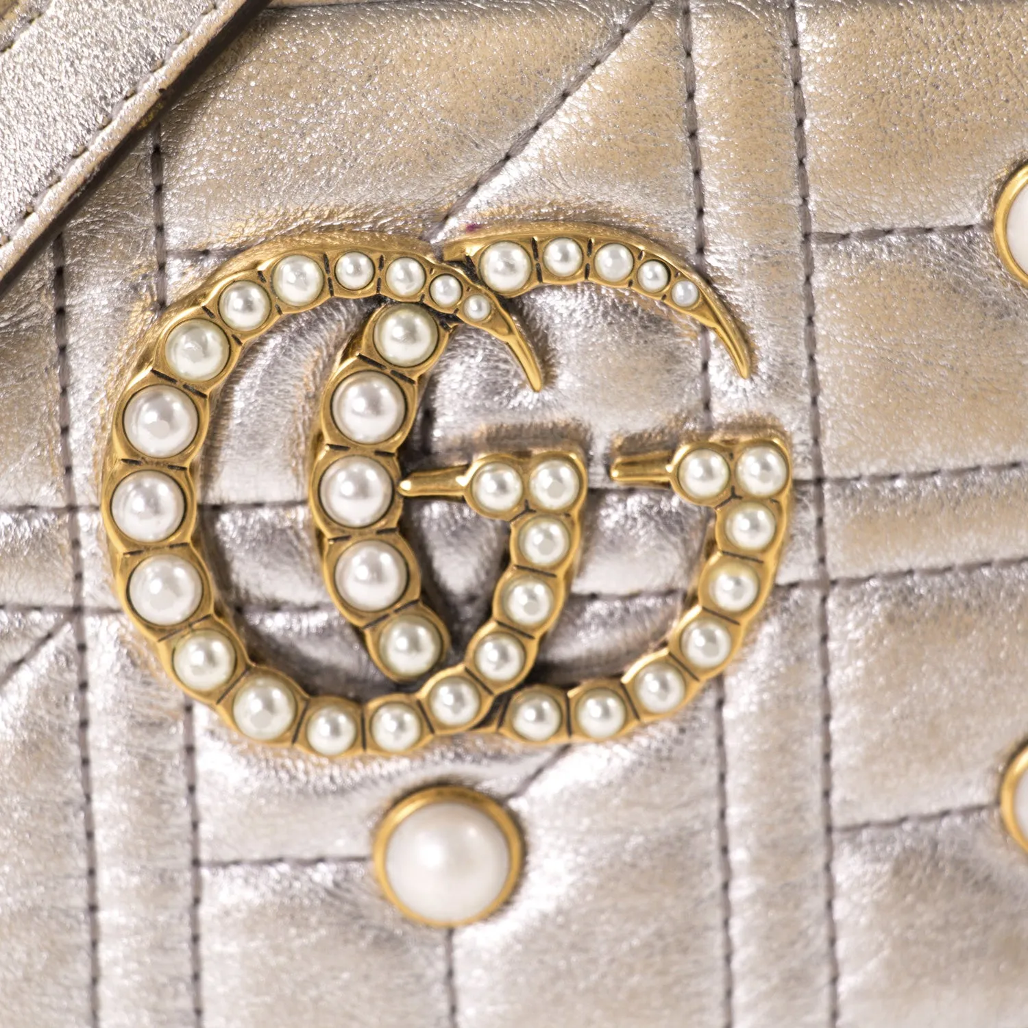 Gucci GG Marmont Matelassé Silver Metallic Bag