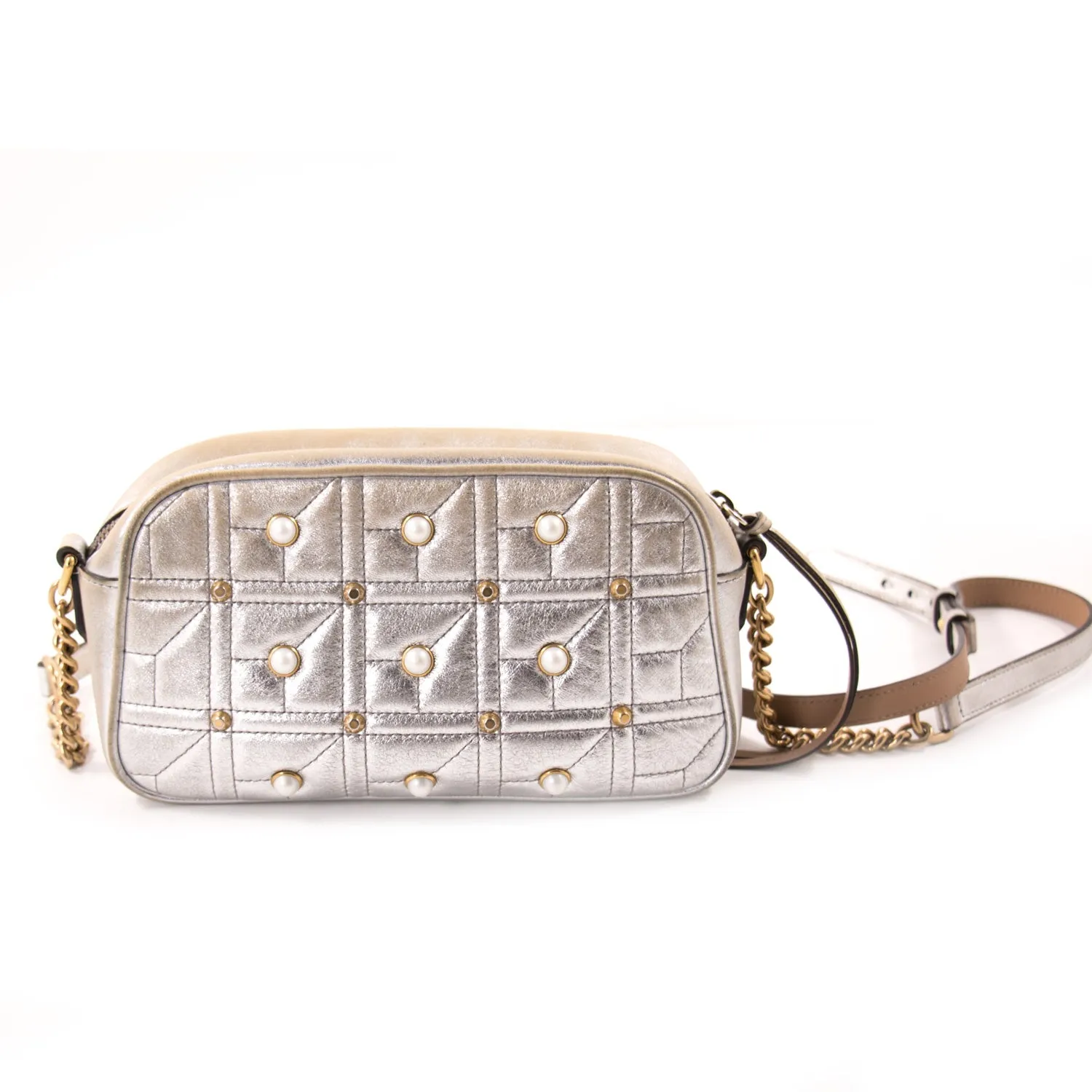 Gucci GG Marmont Matelassé Silver Metallic Bag