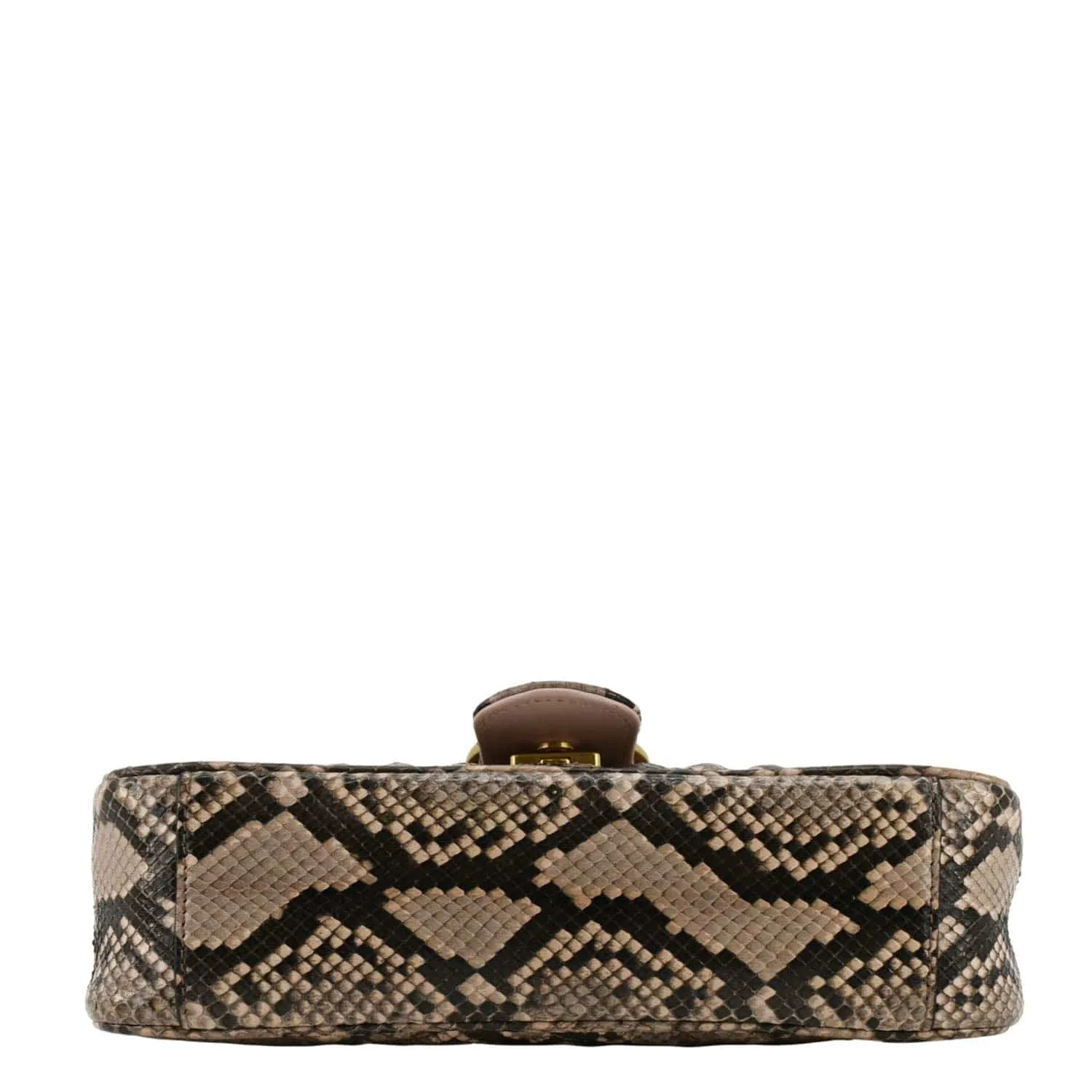 GUCCI GG Marmont Snake Print Leather Crossbody Bag Brown 443497