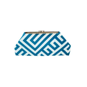 Jazz Clasp- Blue & White Geometric Clutch