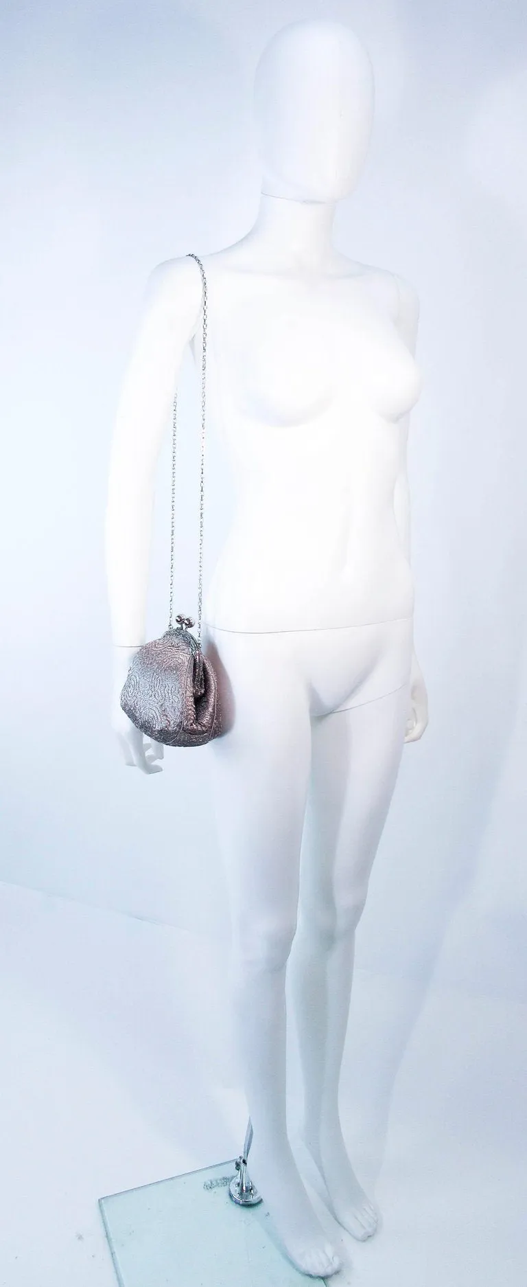 JUDITH LEIBER Embroidered  Purse with Silvertone Hardware