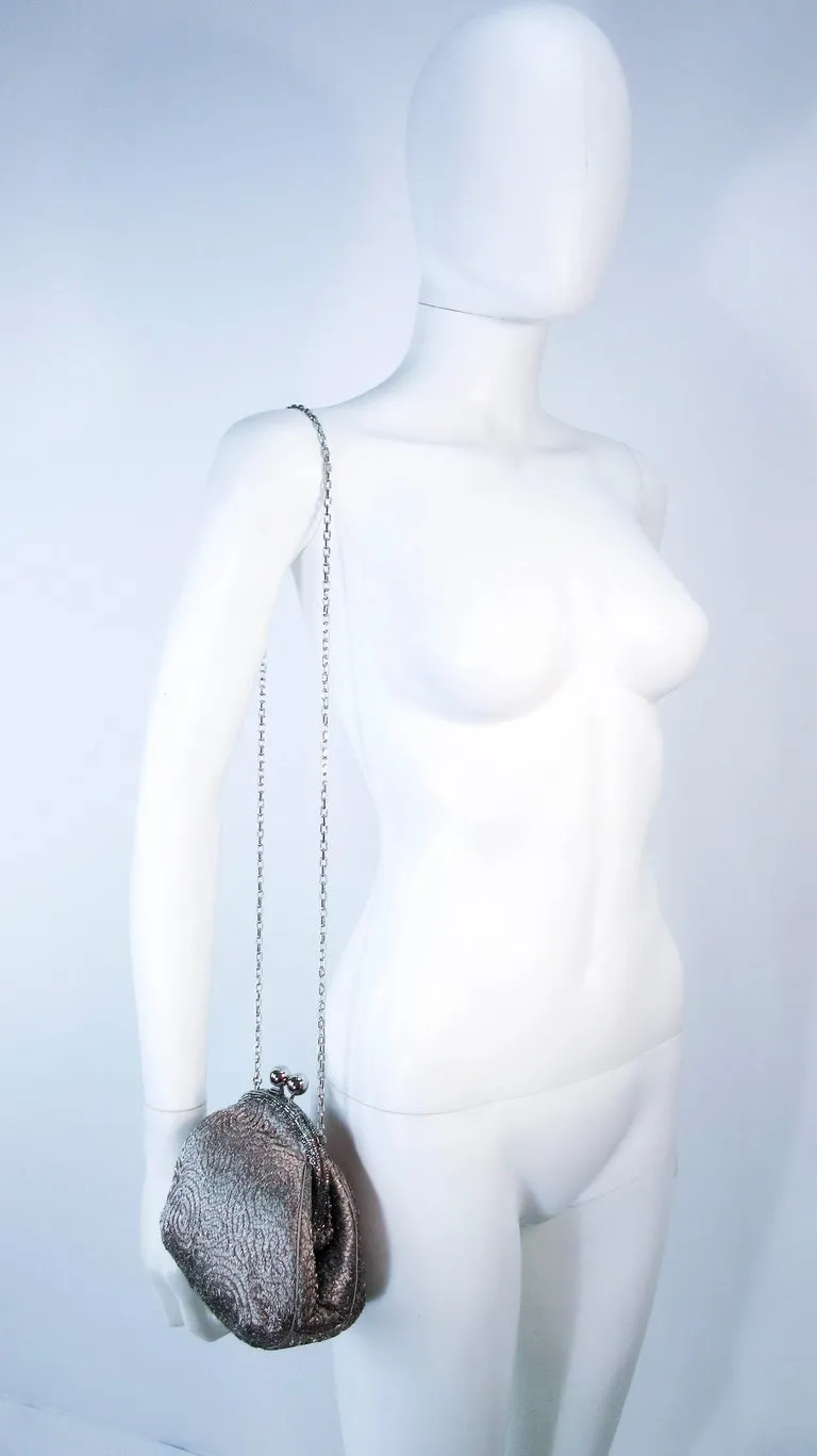 JUDITH LEIBER Embroidered  Purse with Silvertone Hardware