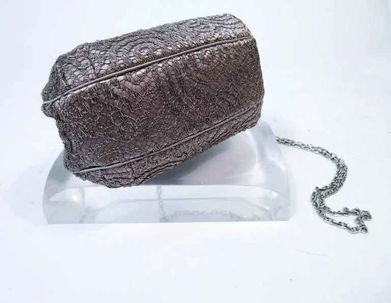 JUDITH LEIBER Embroidered  Purse with Silvertone Hardware