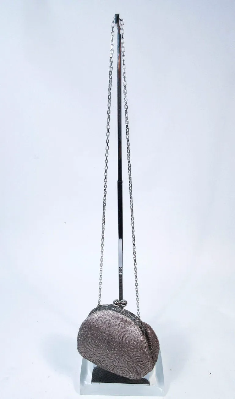 JUDITH LEIBER Embroidered  Purse with Silvertone Hardware