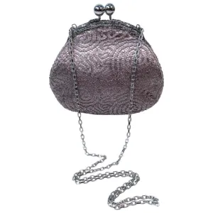 JUDITH LEIBER Embroidered  Purse with Silvertone Hardware