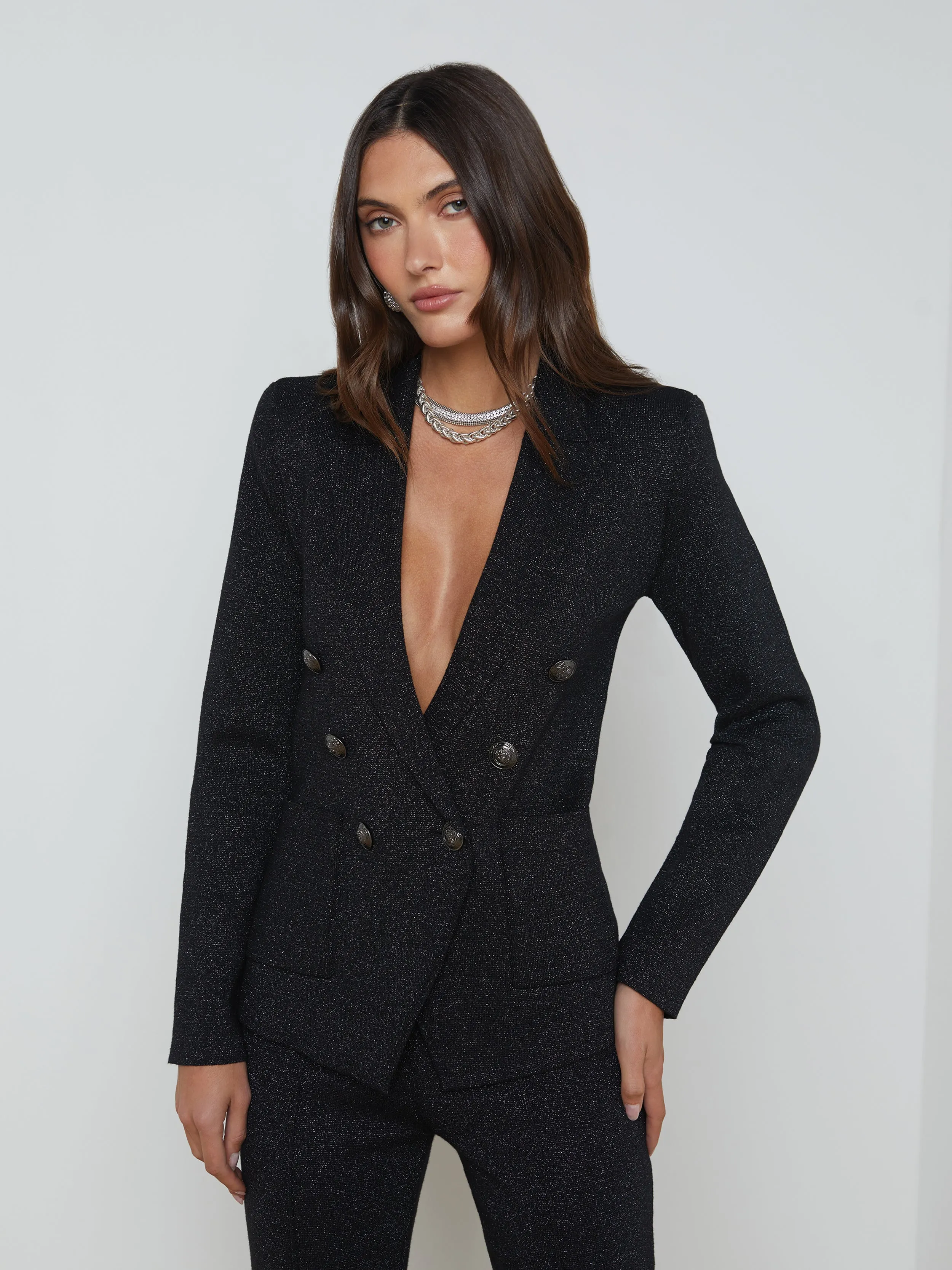 Kenzie Metallic Knit Blazer