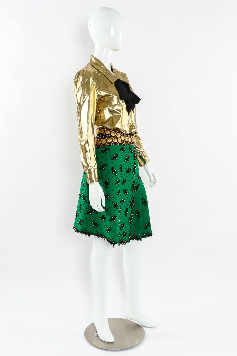 Lamé Metallic Bow Tie Blouse