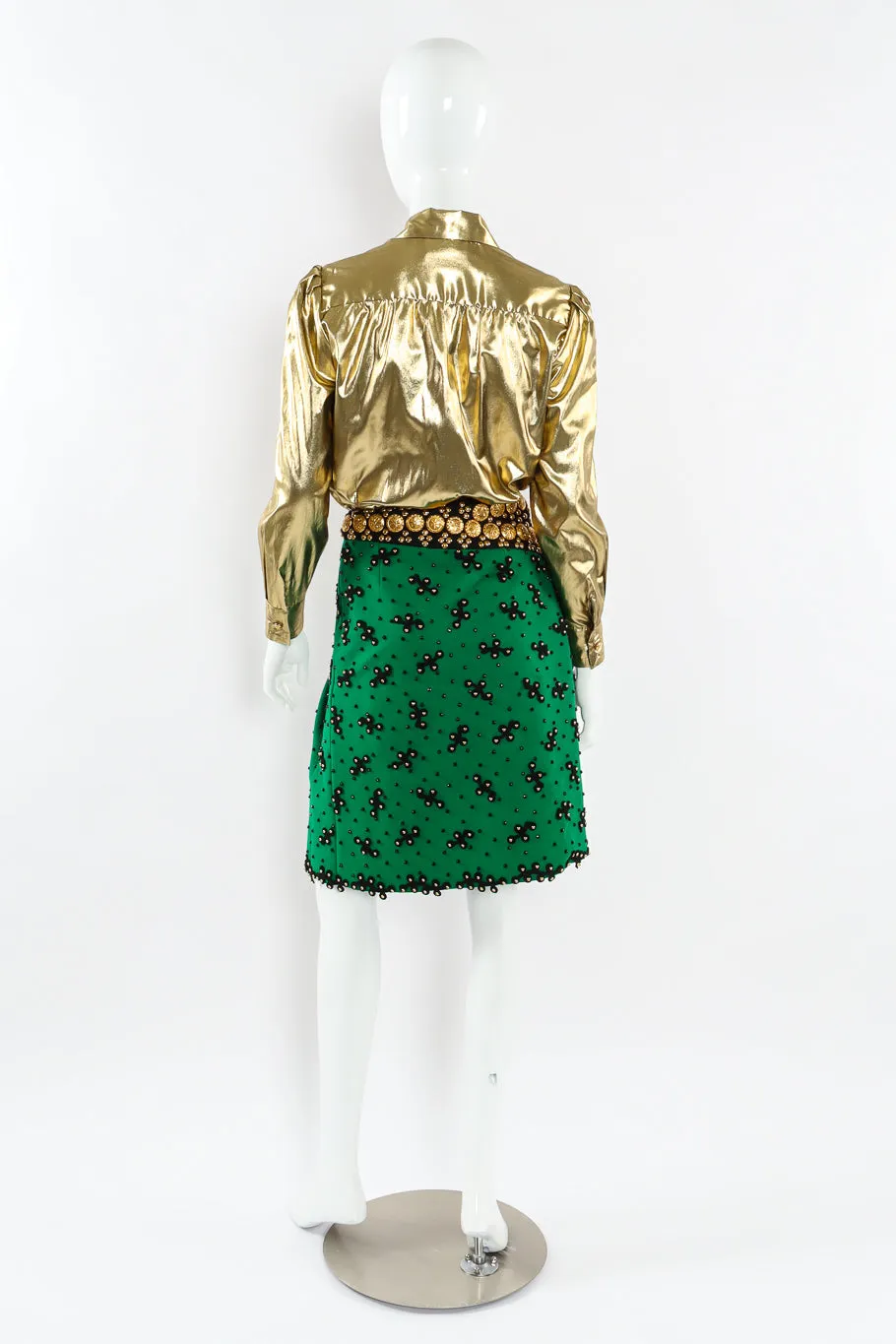 Lamé Metallic Bow Tie Blouse