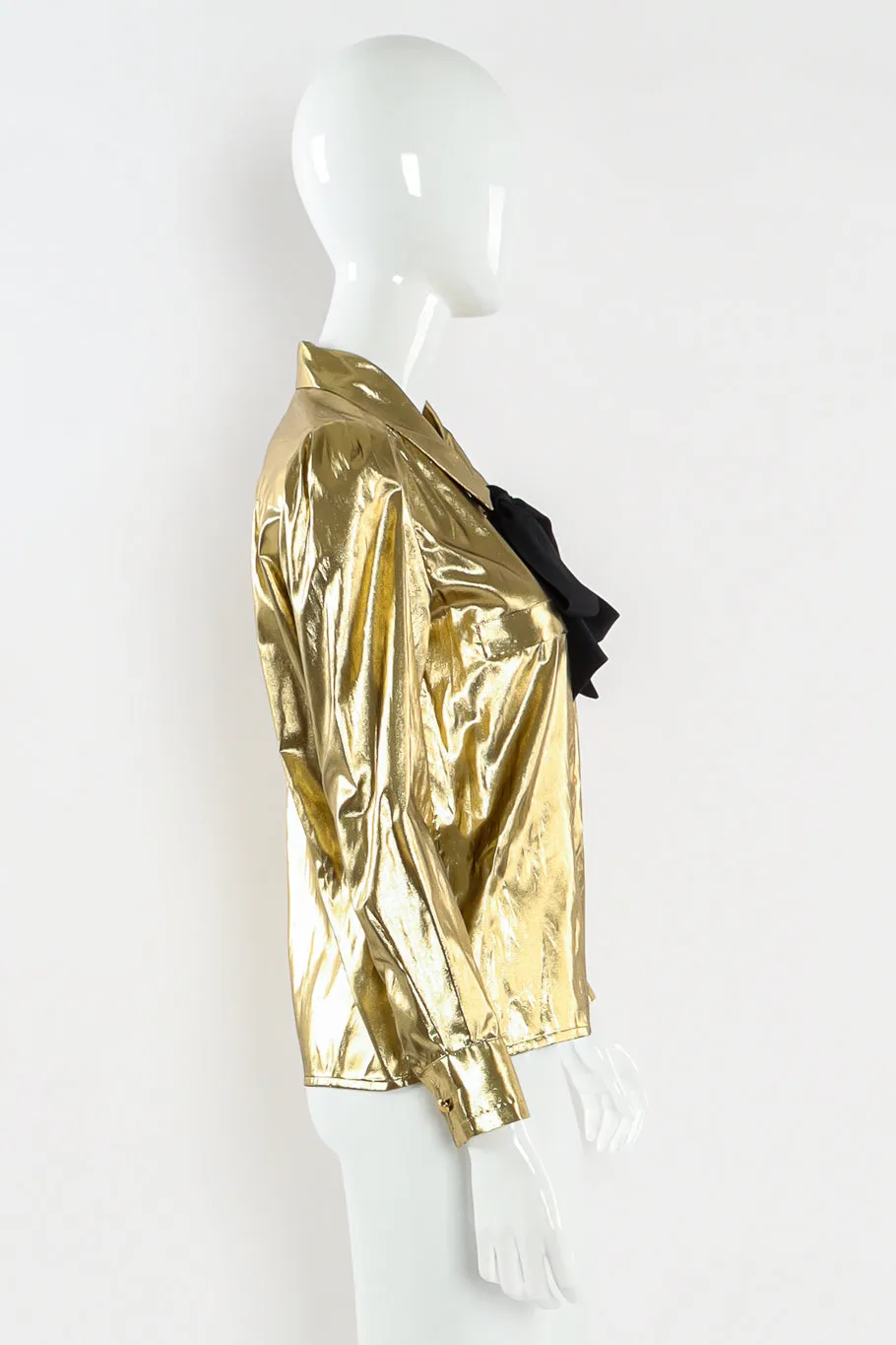 Lamé Metallic Bow Tie Blouse